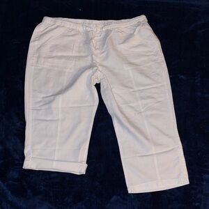 New York & Company White Linen Capri Pants
